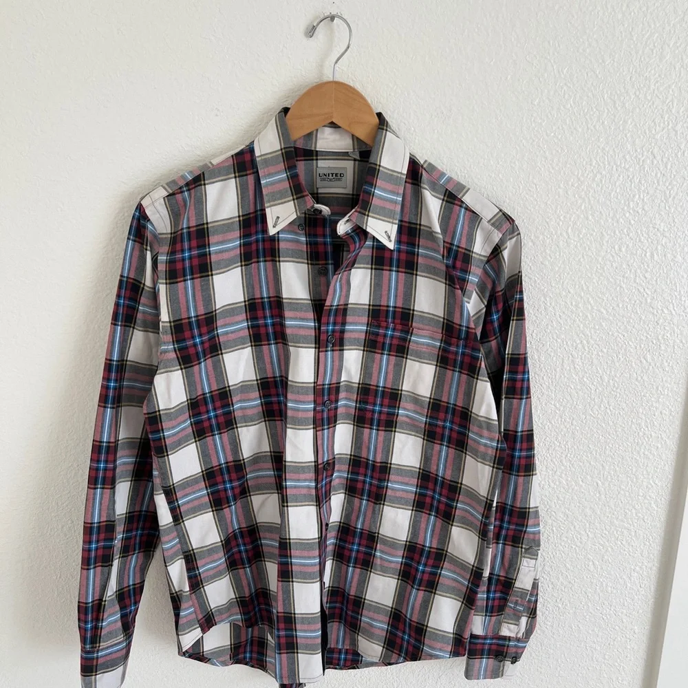 UNITED STOCK DRY GOODS shirt / plaid button down / men's M - Picture 3 of 6